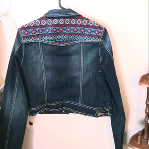 Maurcies Crop Aztec Design Jean Jacket.